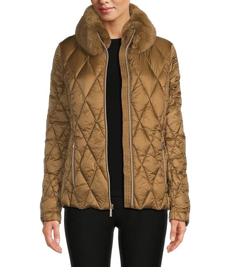 michael kors premium down blend jacket|michael kors shiny puffer jacket.